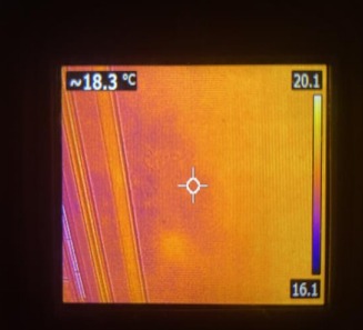 Thermographie 2ᵉ — diffusion de l’humidité sur paroi verticale.